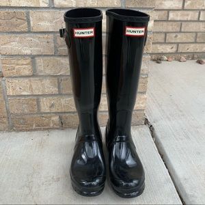 Black Gloss Hunter Rain Boots